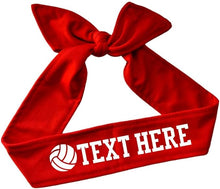 Load image into Gallery viewer, Design Your Own Volleyball Tie Back Headband with VINYL Text - Quantity Discounts
