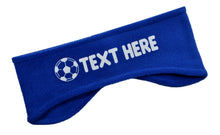 Load image into Gallery viewer, Soccer Fleece Ear Warmer Headband in Personalized GLITTER Text