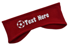 Load image into Gallery viewer, Soccer Fleece Ear Warmer Headband in Personalized GLITTER Text