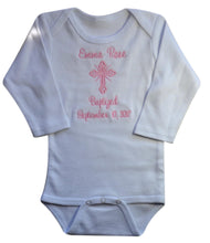 Load image into Gallery viewer, Personalized Christening Keepsake Onesie or Gown Embroidered with Name and Baptism Date
