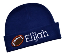 Load image into Gallery viewer, Personalized Baby BOY Cotton FOOTBALL Hat with Custom Name