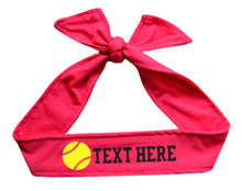 Load image into Gallery viewer, Design Your Own Neon Yellow Softball Tie Back Headband with VINYL Text - Quantity Discounts