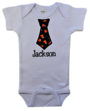 Load image into Gallery viewer, Halloween Bodysuit with Necktie and Personalized Name - Candy Corn Tie