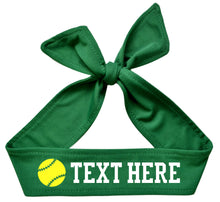 Load image into Gallery viewer, Design Your Own Neon Yellow Softball Tie Back Headband with VINYL Text - Quantity Discounts