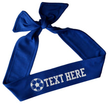 Load image into Gallery viewer, Design Your Own Soccer Tie Back Headband with VINYL Text - Quantity Discounts