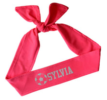 Load image into Gallery viewer, Design Your Own Soccer Tie Back Headband with VINYL Text - Quantity Discounts