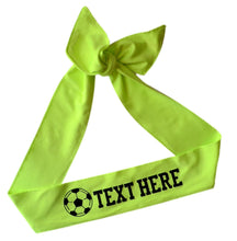 Load image into Gallery viewer, Design Your Own Soccer Tie Back Headband with VINYL Text - Quantity Discounts