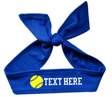 Load image into Gallery viewer, Design Your Own Neon Yellow Softball Tie Back Headband with VINYL Text - Quantity Discounts