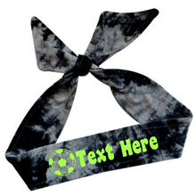 Load image into Gallery viewer, Design Your Own Soccer Tie Back Headband with VINYL Text - Quantity Discounts