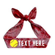 Load image into Gallery viewer, Design Your Own Neon Yellow Softball Tie Back Headband with VINYL Text - Quantity Discounts