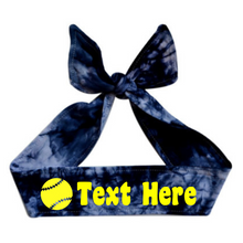 Load image into Gallery viewer, Design Your Own Neon Yellow Softball Tie Back Headband with VINYL Text - Quantity Discounts
