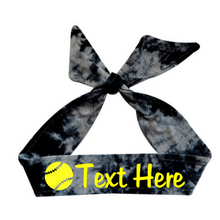 Load image into Gallery viewer, Design Your Own Neon Yellow Softball Tie Back Headband with VINYL Text - Quantity Discounts