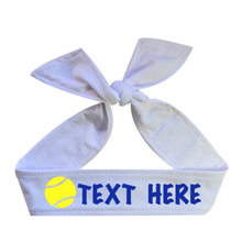 Load image into Gallery viewer, Design Your Own Neon Yellow Softball Tie Back Headband with VINYL Text - Quantity Discounts