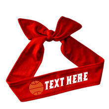 Load image into Gallery viewer, Design Your Own Basketball Tie Back Headband with VINYL Text - Quantity Discounts