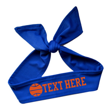 Load image into Gallery viewer, Design Your Own Basketball Tie Back Headband with VINYL Text - Quantity Discounts