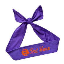 Load image into Gallery viewer, Design Your Own Basketball Tie Back Headband with VINYL Text - Quantity Discounts