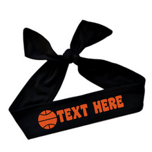 Load image into Gallery viewer, Design Your Own Basketball Tie Back Headband with VINYL Text - Quantity Discounts