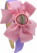 Load image into Gallery viewer, Easter Egg on Grosgrain Hair Bow Satin Arch Headband
