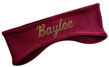 Load image into Gallery viewer, Custom Fleece Ear Warmer Headband in Personalized GLITTER Text