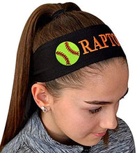 Load image into Gallery viewer, Softball Tie Back Moisture Wicking Headband Personalized with Your EMBROIDERED Text - Team Discounts