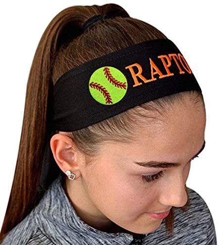 Softball Tie Back Moisture Wicking Headband Personalized with Your EMBROIDERED Text - Team Discounts