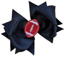 Load image into Gallery viewer, Girls Football Hair Bow 4.5 Inch Embroidered Football Team Hair Bow - MANY COLORS!