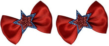Load image into Gallery viewer, Mini Satin Sparkling Stars 4th of July Hair Bow Set for Fine Baby Hair
