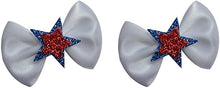 Load image into Gallery viewer, Mini Satin Sparkling Stars 4th of July Hair Bow Set for Fine Baby Hair
