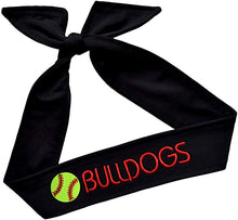 Load image into Gallery viewer, Softball Tie Back Moisture Wicking Headband Personalized with Your EMBROIDERED Text - Team Discounts