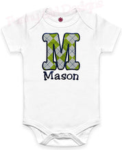 Load image into Gallery viewer, Embroidered Initial Bodysuit Romper for Baby Boys - Personalized with Your Custom Name
