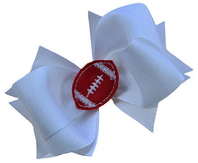 Load image into Gallery viewer, Girls Football Hair Bow 4.5 Inch Embroidered Football Team Hair Bow - MANY COLORS!