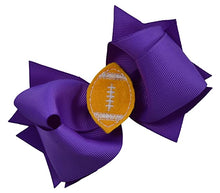 Load image into Gallery viewer, Girls Football Hair Bow 4.5 Inch Embroidered Football Team Hair Bow - MANY COLORS!