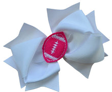 Load image into Gallery viewer, Girls Football Hair Bow 4.5 Inch Embroidered Football Team Hair Bow - MANY COLORS!
