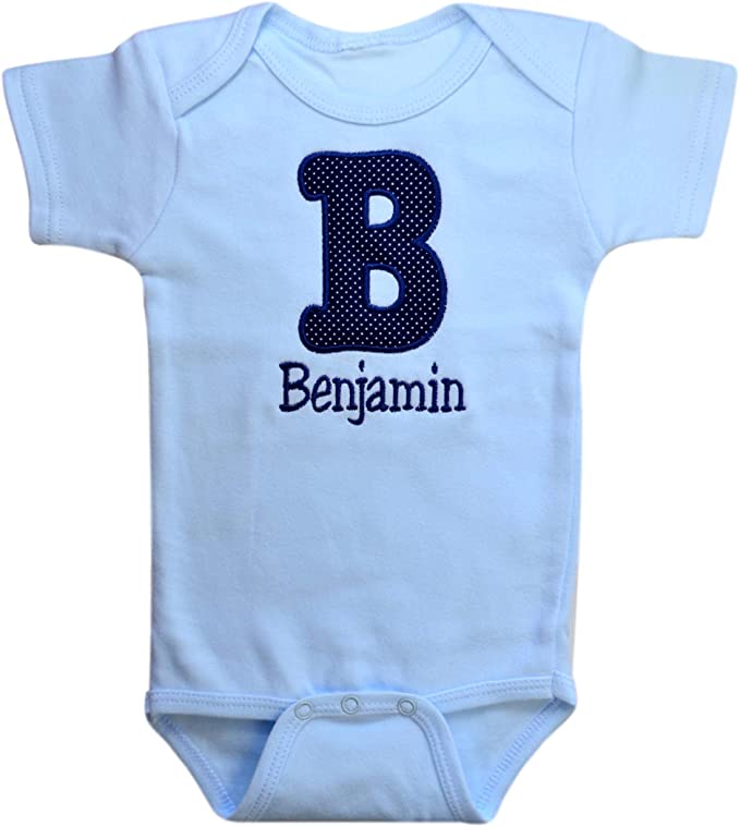 Embroidered Initial Bodysuit Romper for Baby Boys - Personalized with Your Custom Name