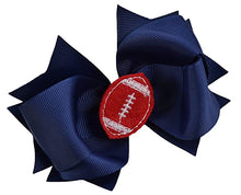 Load image into Gallery viewer, Girls Football Hair Bow 4.5 Inch Embroidered Football Team Hair Bow - MANY COLORS!