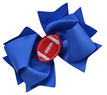 Load image into Gallery viewer, Girls Football Hair Bow 4.5 Inch Embroidered Football Team Hair Bow - MANY COLORS!