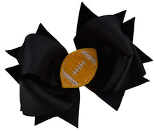 Load image into Gallery viewer, Girls Football Hair Bow 4.5 Inch Embroidered Football Team Hair Bow - MANY COLORS!