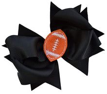 Load image into Gallery viewer, Girls Football Hair Bow 4.5 Inch Embroidered Football Team Hair Bow - MANY COLORS!