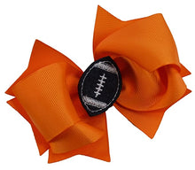 Load image into Gallery viewer, Girls Football Hair Bow 4.5 Inch Embroidered Football Team Hair Bow - MANY COLORS!