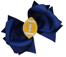 Load image into Gallery viewer, Girls Football Hair Bow 4.5 Inch Embroidered Football Team Hair Bow - MANY COLORS!