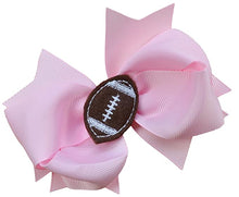 Load image into Gallery viewer, Girls Football Hair Bow 4.5 Inch Embroidered Football Team Hair Bow - MANY COLORS!