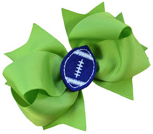 Load image into Gallery viewer, Girls Football Hair Bow 4.5 Inch Embroidered Football Team Hair Bow - MANY COLORS!