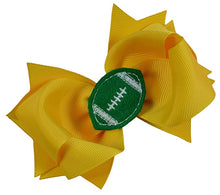 Load image into Gallery viewer, Girls Football Hair Bow 4.5 Inch Embroidered Football Team Hair Bow - MANY COLORS!