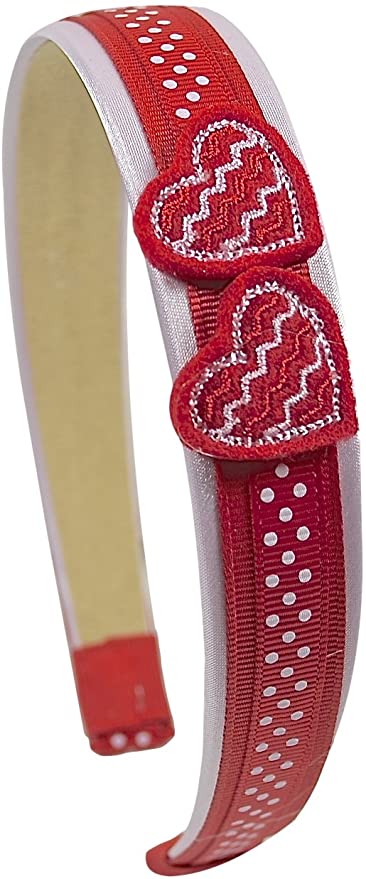 Valentines Day Simple Hearts Ribbon Wrapped Satin Arch Headband
