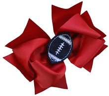 Load image into Gallery viewer, Girls Football Hair Bow 4.5 Inch Embroidered Football Team Hair Bow - MANY COLORS!