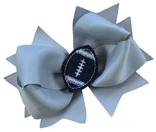 Load image into Gallery viewer, Girls Football Hair Bow 4.5 Inch Embroidered Football Team Hair Bow - MANY COLORS!