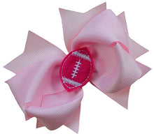 Load image into Gallery viewer, Girls Football Hair Bow 4.5 Inch Embroidered Football Team Hair Bow - MANY COLORS!
