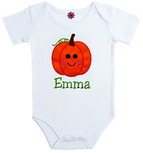 Load image into Gallery viewer, Embroidered Halloween Pumpkin Onesie Bodysuit for Baby Girls - Personalized with Your Custom Name