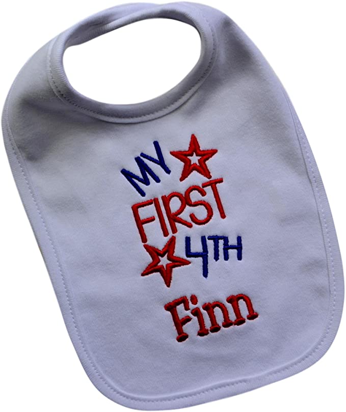 My First 4th of July Personalized Embroidered Patriotic Bib for Baby Boy