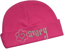 Load image into Gallery viewer, Personalized Baby Girl Hat with Embroidered Flower and Name